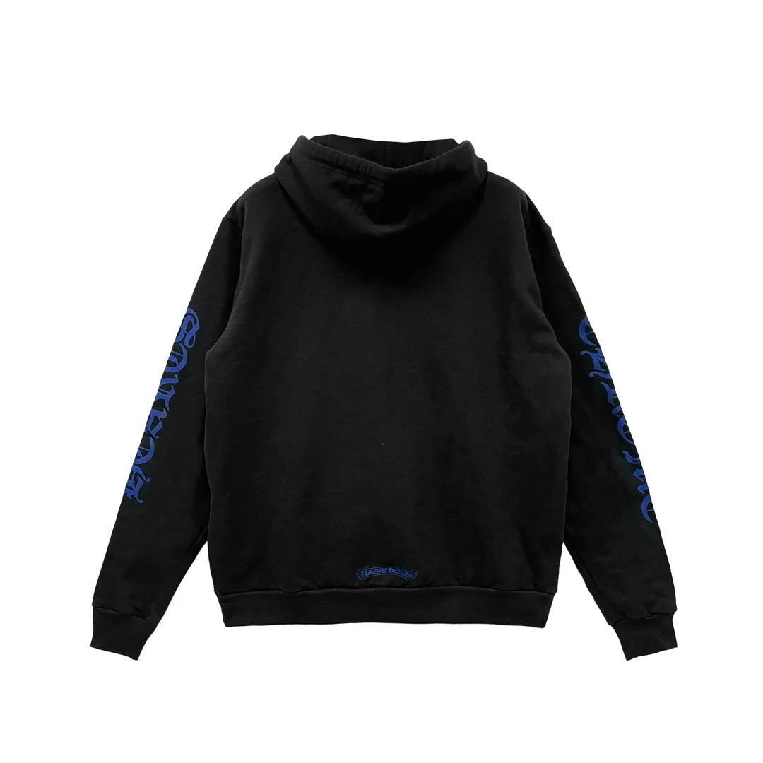 Chrome Hearts Vertical Script Pull Over Hoodie Black/Blue