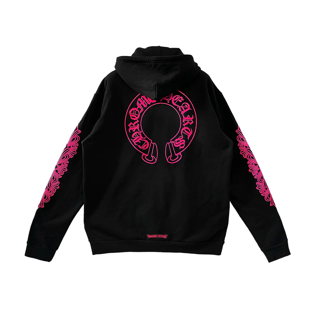 Floral Horseshoe Zip-Up Hoodie