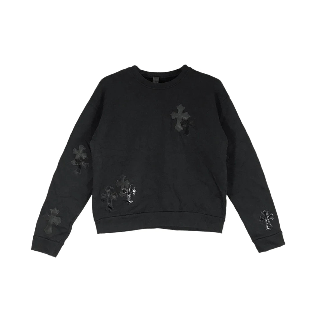 Patent Leather Cross Patch Crewneck