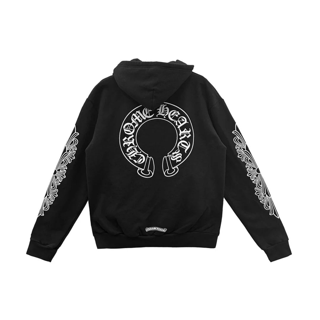Floral Horseshoe Zip-Up Hoodie