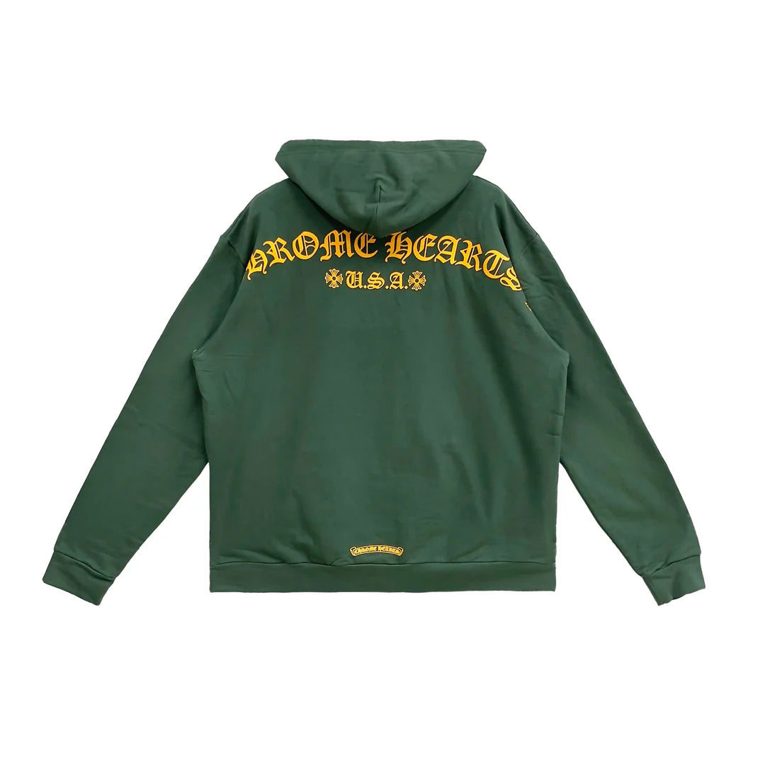 Chrome Hearts Online Exclusive T-Bar Pull Over Hoodie Green/Orange