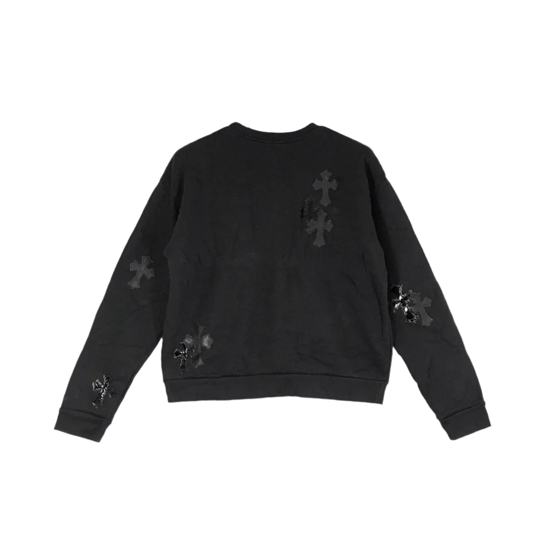 Patent Leather Cross Patch Crewneck