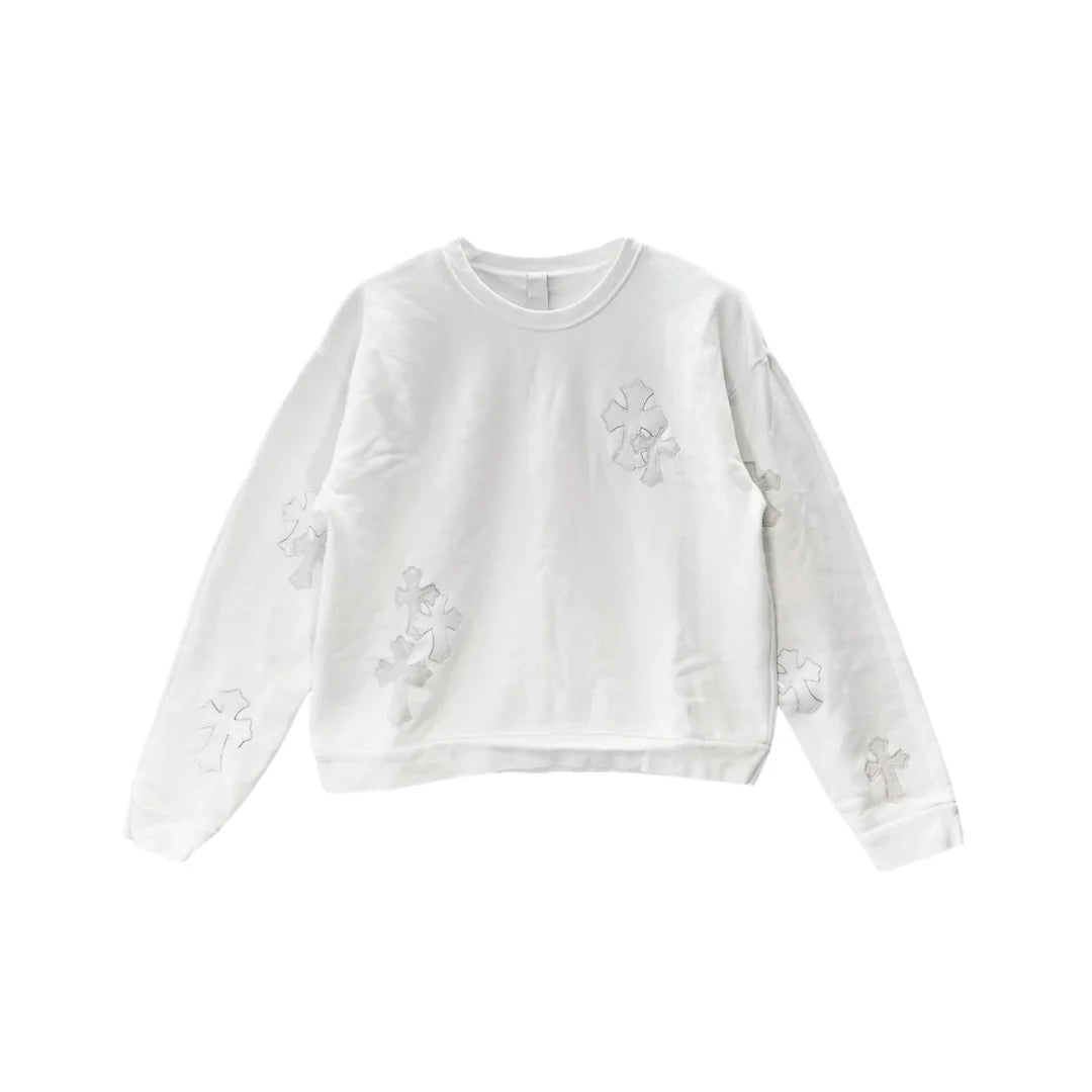 Patent Leather Cross Patch Crewneck