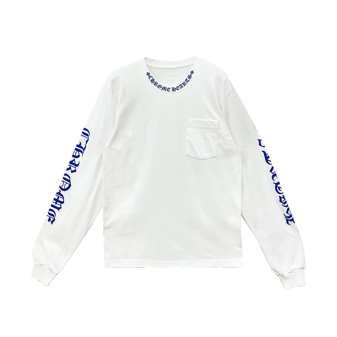 Chrome Hearts Neck Logo L/S Tee White/Blue